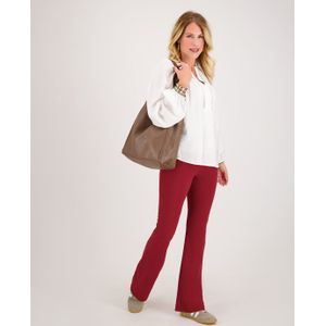 Pant Flare | Ruby Red - Travelstof van Je m'appelle