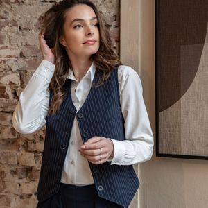 Gilet Classic Pinstripe - Travelstof van Je m'appelle