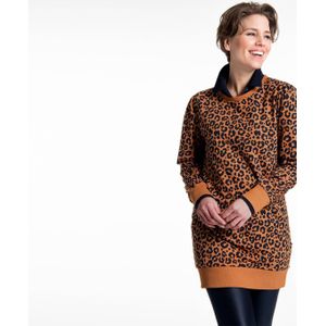 Tunic Sweater Panthère | Camel / Donkerblauw