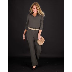 Pant Lyon Flare +++ | Dark Taupe - Travelstof van Je m'appelle