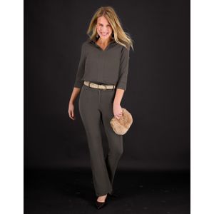 Pant Lyon Flare +++ | Dark Taupe - Travelstof van Je m'appelle