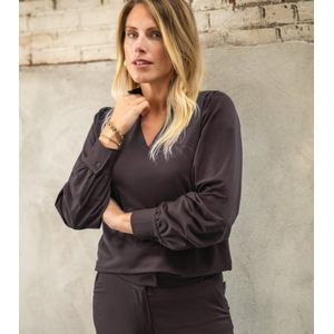 Top Nadine | Coffee - Travelstof van Je m'appelle