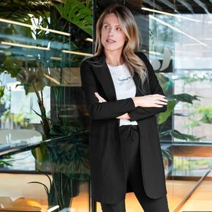 Blazer Longue | Zwart - Travelstof van Je m'appelle