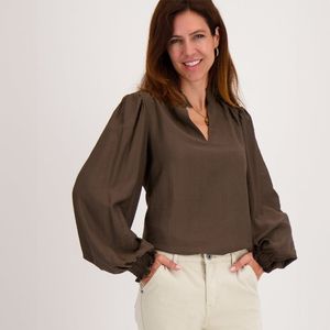 Top Ruffle | Cacao Brown
