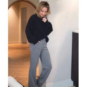 Pant Straight | Donkerblauw/Beige