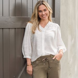 Blouse Ruche | Porselein wit
