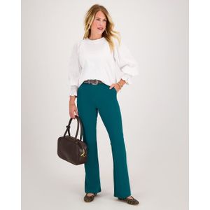 Pant Flare | Teal Blue - Travelstof van Je m'appelle