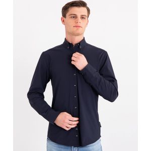 Button Down Shirt Homme | Donkerblauw - Travelstof van Je m'appelle