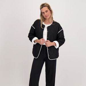 Jacket Quilted | Zwart/Porselein wit