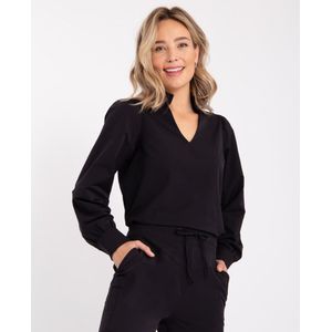 Top Nadine | Zwart - Travelstof van Je m'appelle