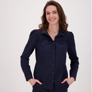 Blouse Joëlle | Donkerblauw - Travelstof van Je m'appelle
