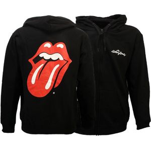 The Rolling Stones Tongue and Lips Logo Zipper Hoodie Sweater Vest Zwart- Officiële Merchandise