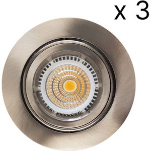 NJOY verlichtingsset met 3 LED spots 93mm 5W rvs look