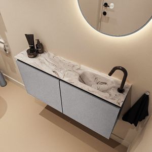 Mondiaz Ture DLux toiletmeubel 100cm plata met wastafel glace rechts met kraangat