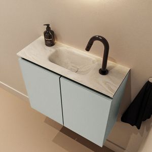 Mondiaz Ture DLux toiletmeubel 60cm greey met wastafel ostra midden met kraangat