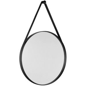 Sapho Orbiter ronde spiegel met riem mat zwart 60cm
