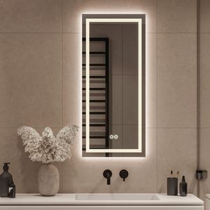 Hipp Design 9001 rechthoekige spiegel 40x90cm met LED verlichting en spiegelverwarming