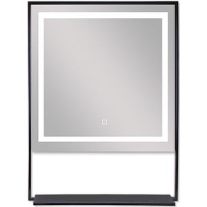Badstuber Steel mat zwarte spiegel met LED verlichting en bluetooth 60x80cm