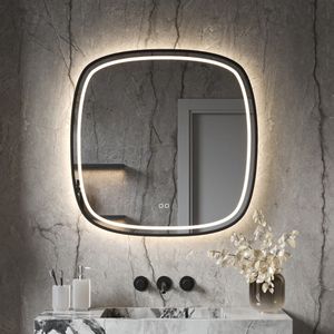 Hipp Design Phantom Deens ovale spiegel met verlichting en verwarming 80x80cm zwart