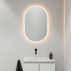 Mondiaz Glow ovale spiegel 45x90cm met verlichting clay