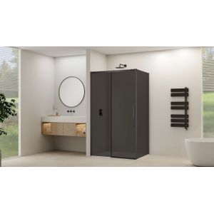Van Rijn ST09 hoekcabine met rookglas 90x160cm zwart