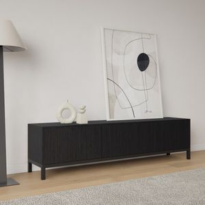 Livli Canberra staand tv meubel 200cm zwart eiken ribbelfront