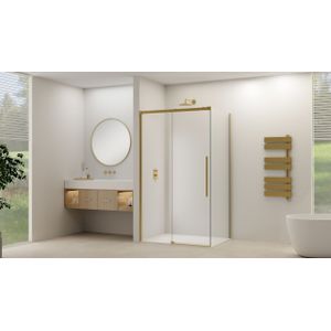 Van Rijn ST09 hoekcabine met helder glas 100x160cm geborsteld messing