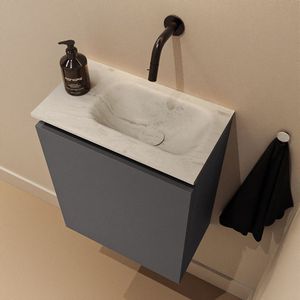 Mondiaz Ture DLux toiletmeubel 40cm dark grey met wastafel opalo rechts zonder kraangat
