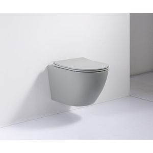 SaniGoods Apollo mat lichtgrijze toiletpot inclusief zitting anti-kalk 48cm