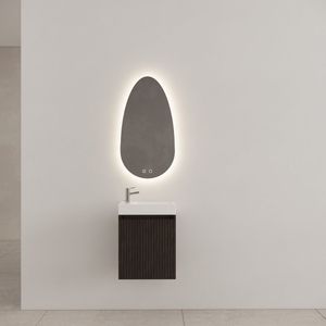 Gliss Design Timotheus toiletmeubel met ribbelfront 40cm charcoal met keramische fontein