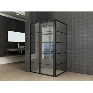 Mueller Skyline douchecabine 120x110 met nisdeur mat zwart 5-vlaks anti-kalk