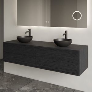 Gliss Design Joa badmeubel met 2 lades 120cm black veneer