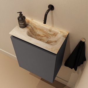 Mondiaz Ture DLux toiletmeubel 40cm dark grey met wastafel frappe rechts zonder kraangat