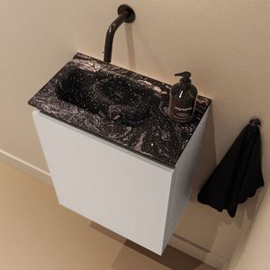 Mondiaz Ture DLux toiletmeubel 40cm linen met wastafel lava links zonder kraangat