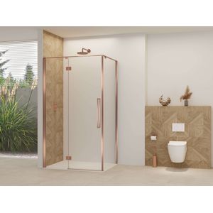 Van Rijn ST07 hoekcabine met helder glas 100x120cm geborsteld koper