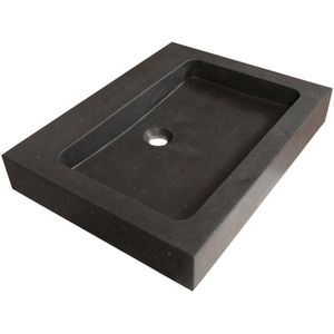 Brauer Lava wastafel natuursteen 60cm zonder kraangat antraciet