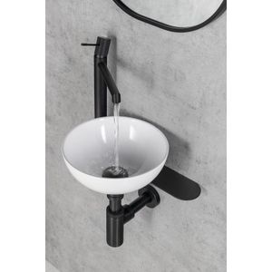 Sapho Minor toilet waskom marmer 26cm wit met houder links