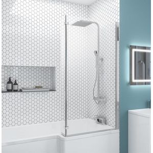 Eastbrook L-Shape badwand 85x140cm rechts chroom