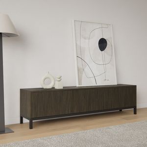 Livli Canberra staand tv meubel 200cm eiken charcoal ribbelfront