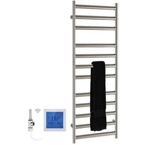 SSI Design Athena elektrische radiator met witte digitale thermostaat RVS geborsteld 120x35cm 150W