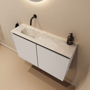 Mondiaz Ture DLux toiletmeubel 80cm linen met wastafel ostra links zonder kraangat