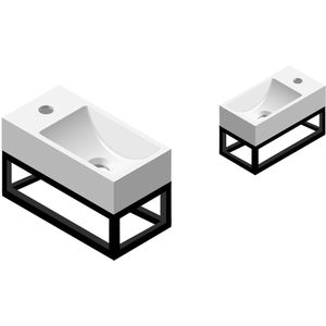 Best Design R-line fontein met kraangat links en rechts wit inclusief zwart frame