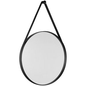 Sapho Orbiter ronde spiegel met riem mat zwart 70cm