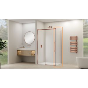 Van Rijn ST09 zijwand met helder glas 90x200cm geborsteld koper