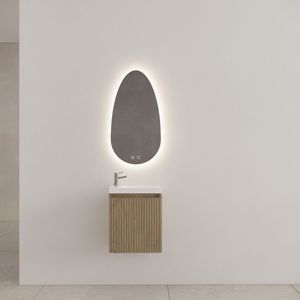 Gliss Design Timotheus toiletmeubel met ribbelfront 40cm ash gray met glans witte fontein