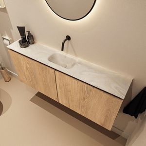 Mondiaz Ture DLux toiletmeubel 120cm washed oak met wastafel ostra midden zonder kraangat