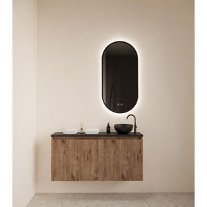 Gliss Design Echo toiletmeubel 100cm castle eiken met toppaneel zwart mat