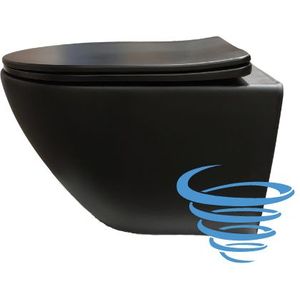 SaniGoods hangend toilet tornadospoeling mat zwart