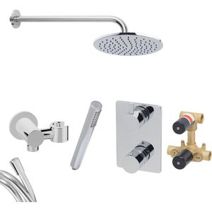 Mueller Round inbouw regendouche met 25cm hoofddouche en muurarm 45cm chroom