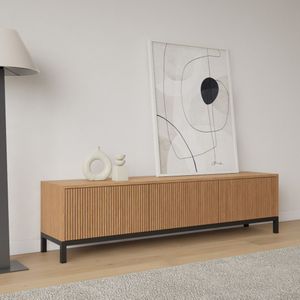 Livli Canberra staand tv meubel 180cm naturel eiken ribbelfront
